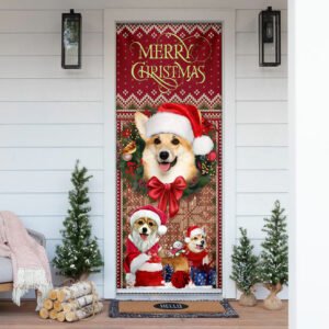 Corgi Happy House Christmas Door Cover
