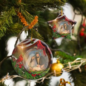 Christ Is Born Ceramic Ornament