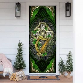 Irish Celtic Cross With Shamrock Door Cover