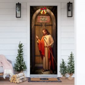 Jesus Knocking On The Door. Merry Christmas Door Cover