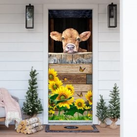 Cow Sunflower Door Cover