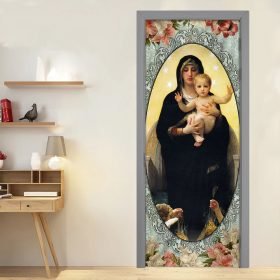 Mother Mary With Jesus Door Cover