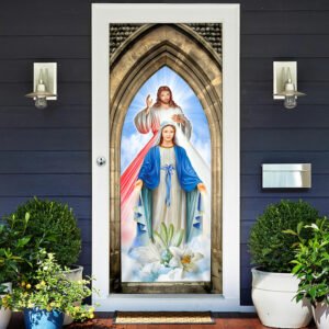 Mother Mary And Jesus Christ Door Cover