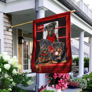 Rottweiler Flag Flagwix™ Rottweiler Dogs At The Door Flag