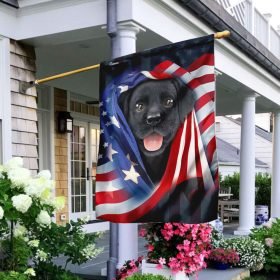 Black Puppy With American Flag