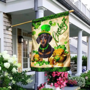 Black Dachshund  St. Patrick's Day Flag