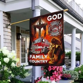 God, Family, Country Firefighter Flag