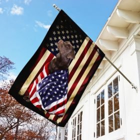 Chocolate Labrador Retriever American Patriot Flag