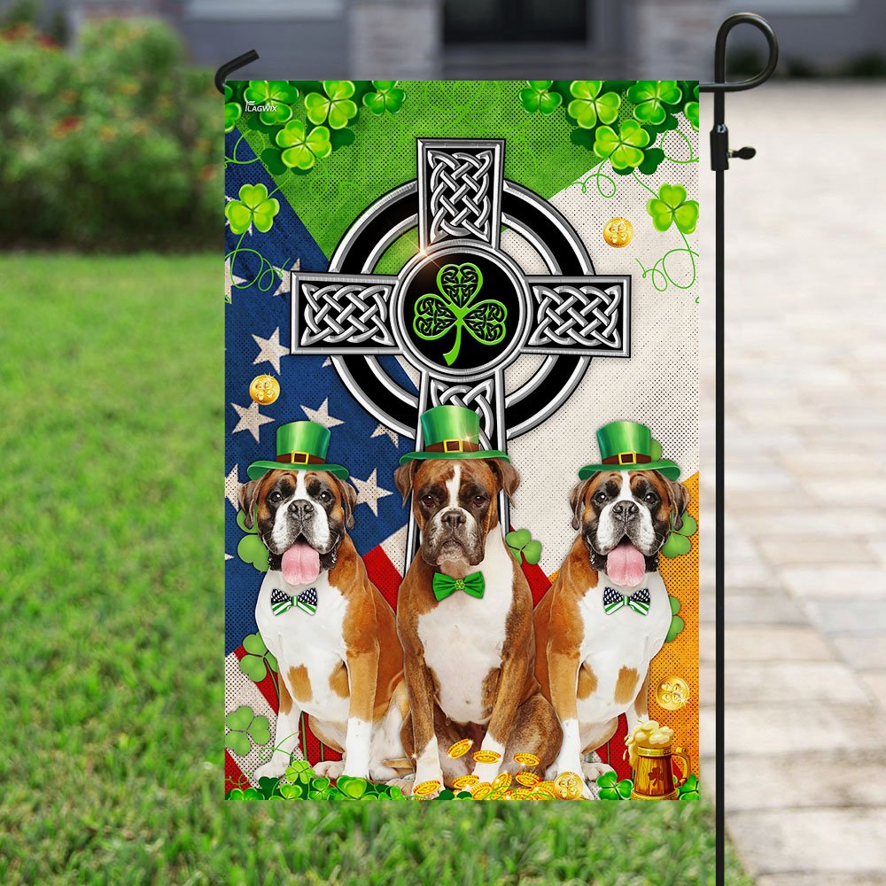 Boxer Irish Celtic Knot Cross House Flag Garden Flag 