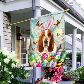 Basset Hound Happy Easter Flag