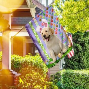 Labrador Retriever. Happy Easter American Flag