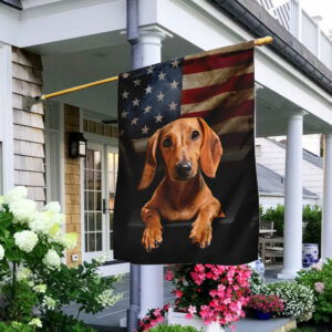 Red Dachshund American Flag