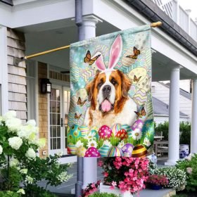 Saint Bernard Dog Happy Easter Flag
