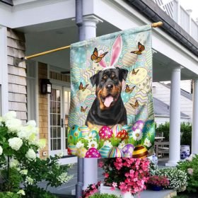 Rottweiler Happy Easter Flag