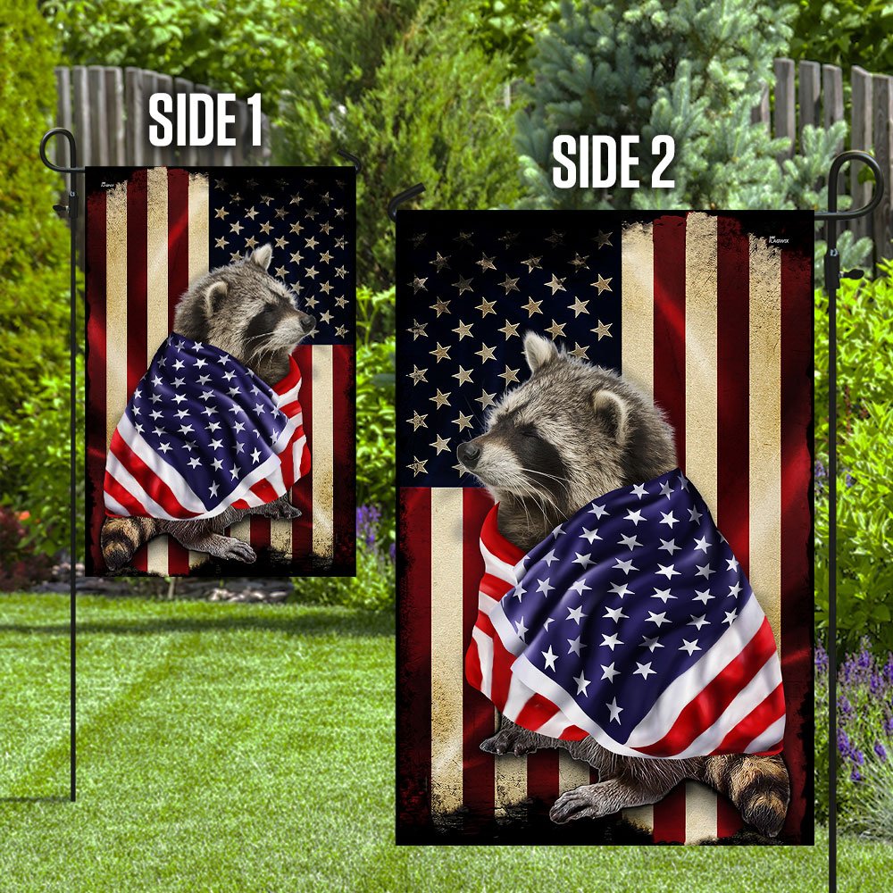 Raccoon American Patriot Flag Independence Day 4th Of July House-Garden Flag 