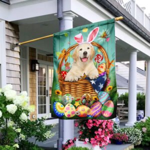 Easter Bunny Eggs Golden Retriever Flag