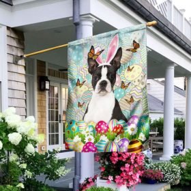 Boston Terrier Happy Easter Flag