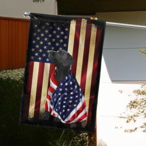 Black Labrador Retriever American Patriot Wrapped in Glory Flag