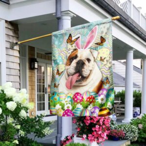 English Bulldog Happy Easter Flag