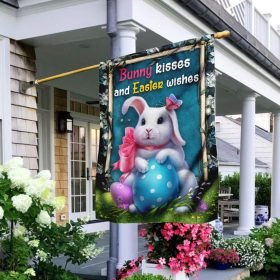 Bunny Kisses And Easter Wishes Flag