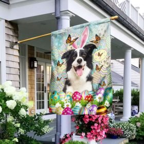 Border Collies Happy Easter Flag