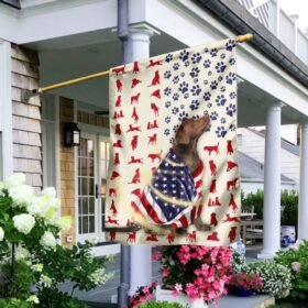 Chocolate Labrador Dog American Flag
