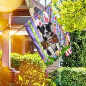 Puppy Border Collie. Happy Easter American Flag