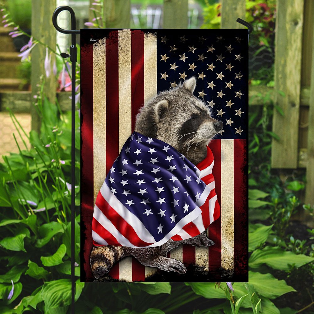 Raccoon American Patriot Flag Independence Day 4th Of July House-Garden Flag 
