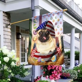Happy Easter Pug American Flag