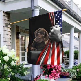 Chocolate Labrador Retriever Puppy American US Flag