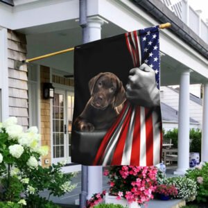 Chocolate Labrador Retriever Puppy American US Flag