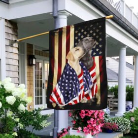 Silver And Yellow Labrador Retrievers Flag Flagwix™ American Patriot Flag With Labrador Retrievers Image