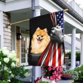 Pomeranian Flag Flagwix™ Lovely Pomeranian American Flag