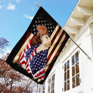 Yellow And Red Fox Labrador Retriever Flag FLAGWIX  ™ American Patriot Flag With Lovely Retrievers Dog Photo