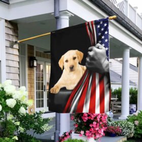 Yellow Labrador Retriever Puppy American US Flag