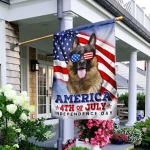 German Shepherd American Patriot. Happy Independence Day Flag