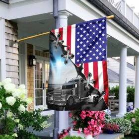 God Bless Trucker American U.S. Flag