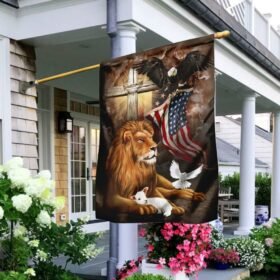God Lion American Eagle Flag