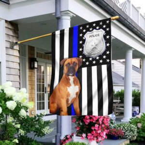 Police Dog Boxer American U.S. Flag