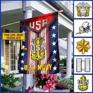 Personalized U.S. Navy Logo/Insignia Custom House/ Garden Flag
