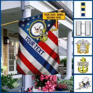 Personalized U.S Navy Logo/Insignia and Text Garden/ House Flag