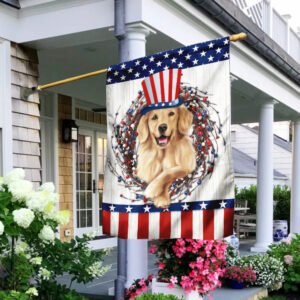 Happy Independence Day Golden Retriever Flag