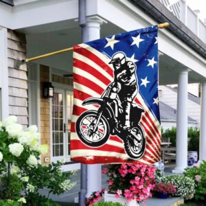Dirt Bike Racing American U.S. Flag