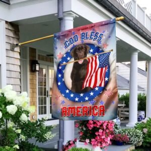 Chocolate Labrador Retriever God Bless America 4th Of July Independence Day Flag QNK825FV1b