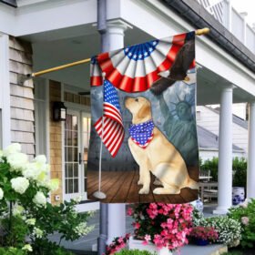 Yellow Labrador Retriever 4th Of July Independence Day Flag QNN525FV1