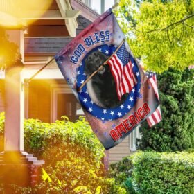 Black Labrador Retriever God Bless America Independence Day Flag