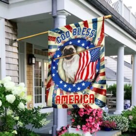 Pug God Bless America 4th Of July Flag QNK833Fv6