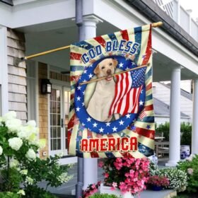 Yellow Labrador Retriever God Bless America 4th Of July Flag QNK833Fv1a
