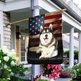 Siberian Husky American Flag QNN437FV23a