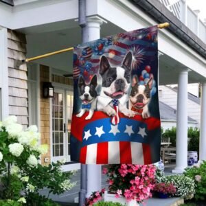 Boston Terrier Dogs Patriotic Hat Flag